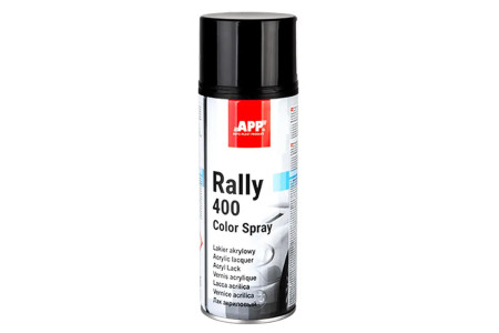 Tinta acrílica em spray APP Rally 400 Color Spray, preta brilhante, 400 ml Tinta acrílica em spray APP Rally 400 Color Spray, preta brilhante, 400 ml
